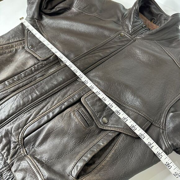 Vtg Mesa Ridge Brown Leather Bomber Jacket Mens Sz XL Motorcycle 90s Distressed - Picture 9 of 16